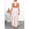 ZESICA Women’s 2026 Summer Crossover Halter Neck Sleeveless Plaid Cut Out Backless Flowy A Line Maxi Dress(White)