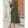 ZESICA Women’s Casual Long Sleeve Crew Neck High Waist Smocked Flowy Tiered Midi Dress(Armygreen)