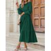 ZESICA Women’s Casual Long Sleeve Crew Neck High Waist Smocked Flowy Tiered Midi Dress(Darkgreen)
