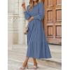 ZESICA Women’s Casual Long Sleeve Crew Neck High Waist Smocked Flowy Tiered Midi Dress(Dustyblue)