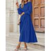 ZESICA Women’s Casual Long Sleeve Crew Neck High Waist Smocked Flowy Tiered Midi Dress(Royalblue)