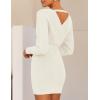 ZESICA Women’s Fall Long Batwing Sleeve Wrap V Neck Knitted Backless Bodycon Pullover Sweater Dress with Belt(Apricot)