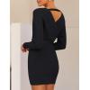 ZESICA Women’s Fall Long Batwing Sleeve Wrap V Neck Knitted Backless Bodycon Pullover Sweater Dress with Belt(Black)