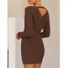 ZESICA Women’s Fall Long Batwing Sleeve Wrap V Neck Knitted Backless Bodycon Pullover Sweater Dress with Belt(Brown)