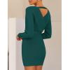 ZESICA Women’s Fall Long Batwing Sleeve Wrap V Neck Knitted Backless Bodycon Pullover Sweater Dress with Belt(Green)