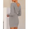 ZESICA Women’s Fall Long Batwing Sleeve Wrap V Neck Knitted Backless Bodycon Pullover Sweater Dress with Belt(Grey)