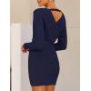 ZESICA Women’s Fall Long Batwing Sleeve Wrap V Neck Knitted Backless Bodycon Pullover Sweater Dress with Belt(Navy)