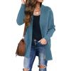 ZESICA Women’s Spring Winter Long Sleeves Open Front Leopard Print Knitted Sweater Cardigan Coat Outwear(Dustyblue)