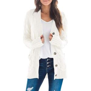 ZESICA Women’s Cardigan Sweaters 2026 Spring Button Down Open Front Cable Knit Casual Trendy Clothing Outerwear(Beige)
