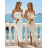 ZESICA Womens 2026 Summer Floral Strapless Maxi Dress Bodycon Side Slit Mesh Formal Cocktail Party Wedding Guest Long Dresses(Apricot)