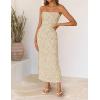 ZESICA Womens 2026 Summer Floral Strapless Maxi Dress Bodycon Side Slit Mesh Formal Cocktail Party Wedding Guest Long Dresses(Apricot)