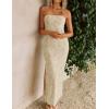 ZESICA Womens 2026 Summer Floral Strapless Maxi Dress Bodycon Side Slit Mesh Formal Cocktail Party Wedding Guest Long Dresses(Apricot)
