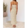 ZESICA Womens 2026 Summer Floral Strapless Maxi Dress Bodycon Side Slit Mesh Formal Cocktail Party Wedding Guest Long Dresses(Apricot)