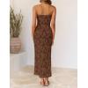 ZESICA Womens 2026 Summer Floral Strapless Maxi Dress Bodycon Side Slit Mesh Formal Cocktail Party Wedding Guest Long Dresses(Coffee)