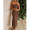 ZESICA Womens 2026 Summer Floral Strapless Maxi Dress Bodycon Side Slit Mesh Formal Cocktail Party Wedding Guest Long Dresses(Coffee)