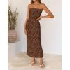 ZESICA Womens 2026 Summer Floral Strapless Maxi Dress Bodycon Side Slit Mesh Formal Cocktail Party Wedding Guest Long Dresses(Coffee)