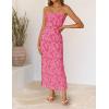ZESICA Womens 2026 Summer Floral Strapless Maxi Dress Bodycon Side Slit Mesh Formal Cocktail Party Wedding Guest Long Dresses(Hot Pink)