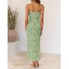 ZESICA Womens 2026 Summer Floral Strapless Maxi Dress Bodycon Side Slit Mesh Formal Cocktail Party Wedding Guest Long Dresses(Light Green)