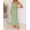 ZESICA Womens 2026 Summer Floral Strapless Maxi Dress Bodycon Side Slit Mesh Formal Cocktail Party Wedding Guest Long Dresses(Light Green)