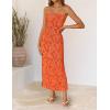 ZESICA Womens 2026 Summer Floral Strapless Maxi Dress Bodycon Side Slit Mesh Formal Cocktail Party Wedding Guest Long Dresses(Orange)