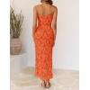 ZESICA Womens 2026 Summer Floral Strapless Maxi Dress Bodycon Side Slit Mesh Formal Cocktail Party Wedding Guest Long Dresses(Orange)