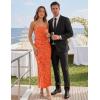 ZESICA Womens 2026 Summer Floral Strapless Maxi Dress Bodycon Side Slit Mesh Formal Cocktail Party Wedding Guest Long Dresses(Orange)