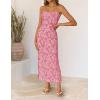 ZESICA Womens 2026 Summer Floral Strapless Maxi Dress Bodycon Side Slit Mesh Formal Cocktail Party Wedding Guest Long Dresses(Pink)