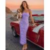 ZESICA Womens 2026 Summer Floral Strapless Maxi Dress Bodycon Side Slit Mesh Formal Cocktail Party Wedding Guest Long Dresses(Purple)