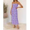 ZESICA Womens 2026 Summer Floral Strapless Maxi Dress Bodycon Side Slit Mesh Formal Cocktail Party Wedding Guest Long Dresses(Purple)