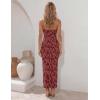 ZESICA Womens 2026 Summer Floral Strapless Maxi Dress Bodycon Side Slit Mesh Formal Cocktail Party Wedding Guest Long Dresses(Wine Red)