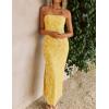 ZESICA Womens 2026 Summer Floral Strapless Maxi Dress Bodycon Side Slit Mesh Formal Cocktail Party Wedding Guest Long Dresses(Yellow)