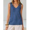 ZESICA Women’s Summer Crochet V Neck Tank Tops 2026 Sleeveless Knit Sweater Vest Going Out Beach Vacation Clothes(Dustyblue)