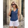 ZESICA Women’s Summer Crochet V Neck Tank Tops 2026 Sleeveless Knit Sweater Vest Going Out Beach Vacation Clothes(Dustyblue)