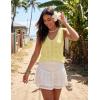 ZESICA Women’s Summer Crochet V Neck Tank Tops 2026 Sleeveless Knit Sweater Vest Going Out Beach Vacation Clothes(Yellow)