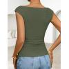 ZESICA Women’s Summer Ruched Trendy Tank Top 2026 Cap Sleeve Boat Neck Slim Fit Spring Tops Going Out Tee Shirts Fashion(Armygreen)