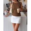 ZESICA Women’s Summer Ruched Trendy Tank Top 2026 Cap Sleeve Boat Neck Slim Fit Spring Tops Going Out Tee Shirts Fashion(Coffee)