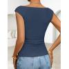 ZESICA Women’s Summer Ruched Trendy Tank Top 2026 Cap Sleeve Boat Neck Slim Fit Spring Tops Going Out Tee Shirts Fashion(Dustyblue)