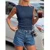 ZESICA Women’s Summer Ruched Trendy Tank Top 2026 Cap Sleeve Boat Neck Slim Fit Spring Tops Going Out Tee Shirts Fashion(Dustyblue)
