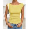 ZESICA Women’s Summer Ruched Trendy Tank Top 2026 Cap Sleeve Boat Neck Slim Fit Spring Tops Going Out Tee Shirts Fashion(Yellow)