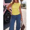 ZESICA Women’s Summer Ruched Trendy Tank Top 2026 Cap Sleeve Boat Neck Slim Fit Spring Tops Going Out Tee Shirts Fashion(Yellow)