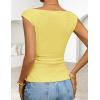 ZESICA Women’s Summer Ruched Trendy Tank Top 2026 Cap Sleeve Boat Neck Slim Fit Spring Tops Going Out Tee Shirts Fashion(Yellow)