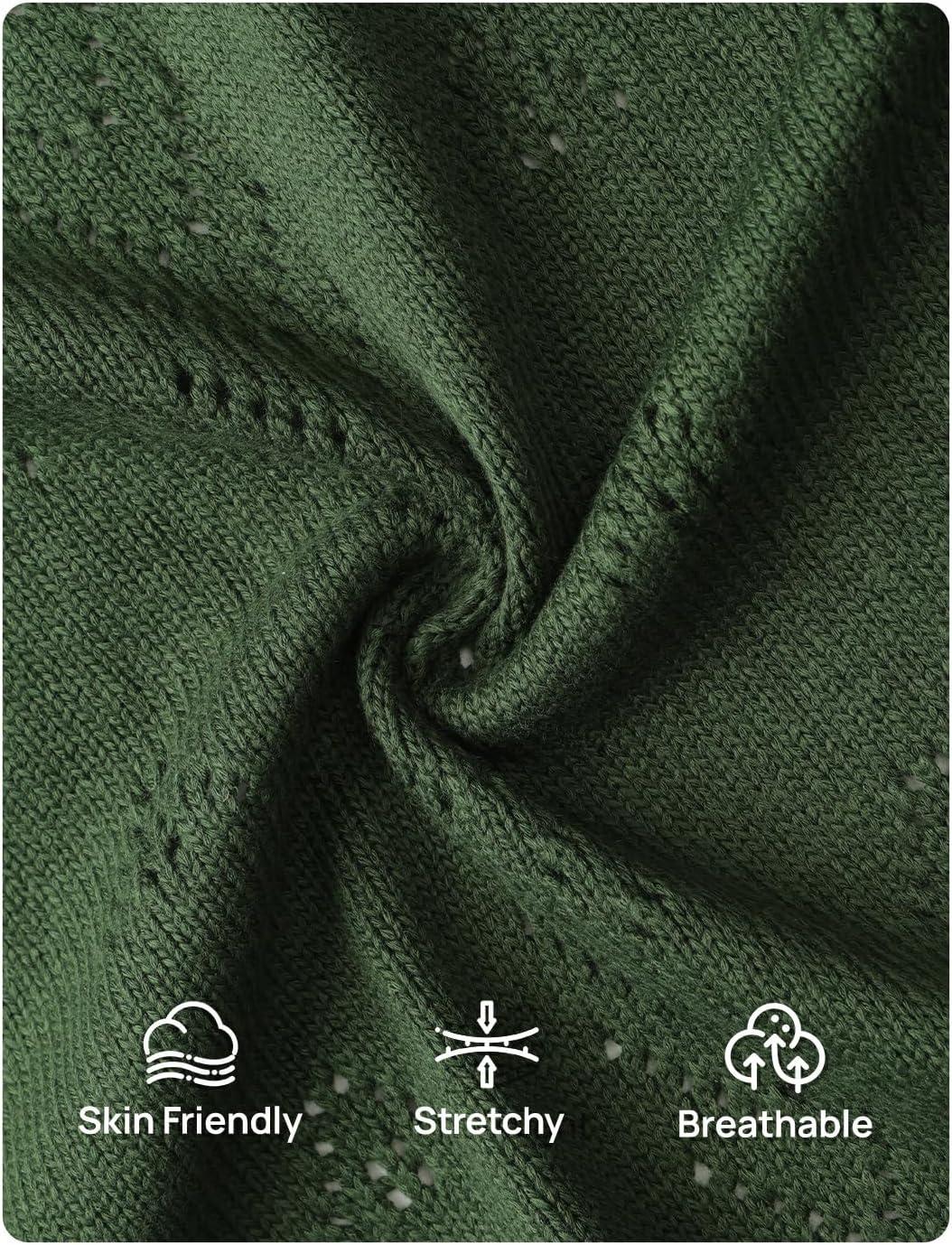 imageZESICA Womens Summer Crochet Sleeveless V Neck Vest Tops 2026 Casual Lightweight Knit Sweaters Fashion Vacation ClothesArmygreen