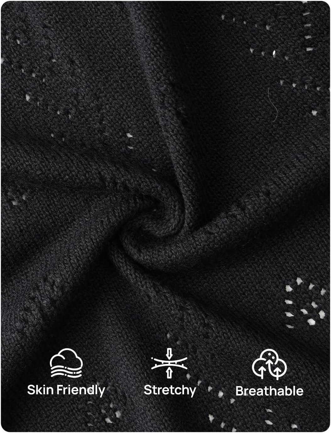 imageZESICA Womens Summer Crochet Sleeveless V Neck Vest Tops 2026 Casual Lightweight Knit Sweaters Fashion Vacation ClothesBlack