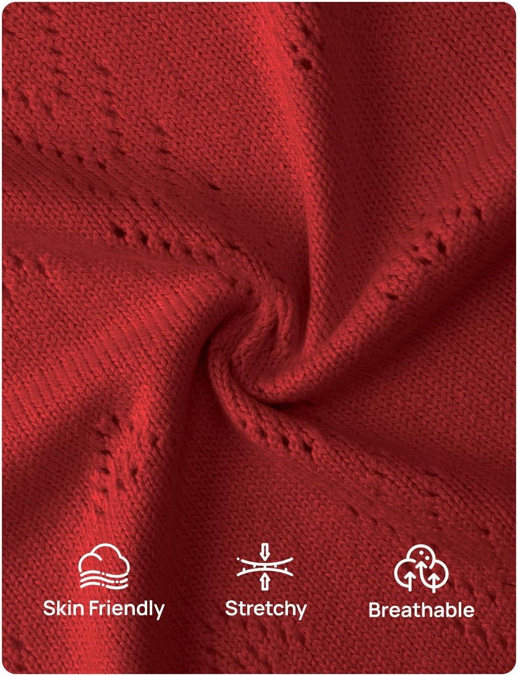 imageZESICA Womens Summer Crochet Sleeveless V Neck Vest Tops 2026 Casual Lightweight Knit Sweaters Fashion Vacation ClothesRed
