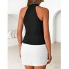 ZESICA Women’s 2026 Summer Halter Wrap Tops Sleeveless V Neck Ruched Tie Fitted Racerback Trendy Going Out Tops(Black)