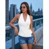 ZESICA Women’s 2026 Summer Halter Wrap Tops Sleeveless V Neck Ruched Tie Fitted Racerback Trendy Going Out Tops(White)