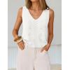 ZESICA Women’s Summer Crochet Sleeveless V Neck Vest Tops 2026 Casual Lightweight Knit Sweaters Fashion Vacation Clothes(White)