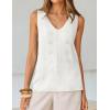 ZESICA Women’s Summer Crochet Sleeveless V Neck Vest Tops 2026 Casual Lightweight Knit Sweaters Fashion Vacation Clothes(White)
