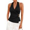 ZESICA Women’s 2026 Summer Halter Wrap Tops Sleeveless V Neck Ruched Tie Fitted Racerback Trendy Going Out Tops(Black)