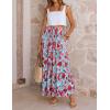 ZESICA Women’s 2026 Summer Bohemian Floral Printed Elastic Waist A Line Maxi Skirt with Pockets(Lightblue)